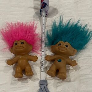 Vintage Colorful Troll Dolls Set - Pink and Blue Hair
